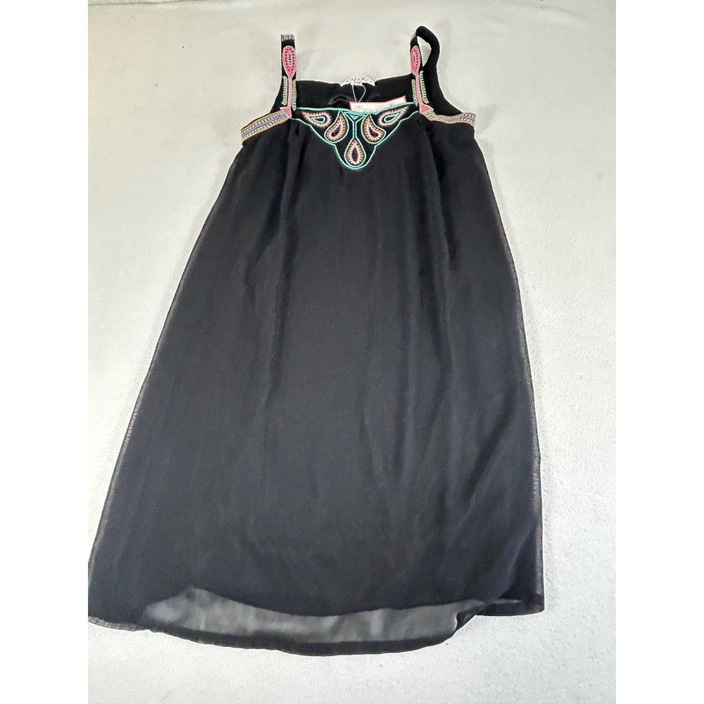 Joy Joy Embroidered Dress Womens Small Black Boho Festival 2195